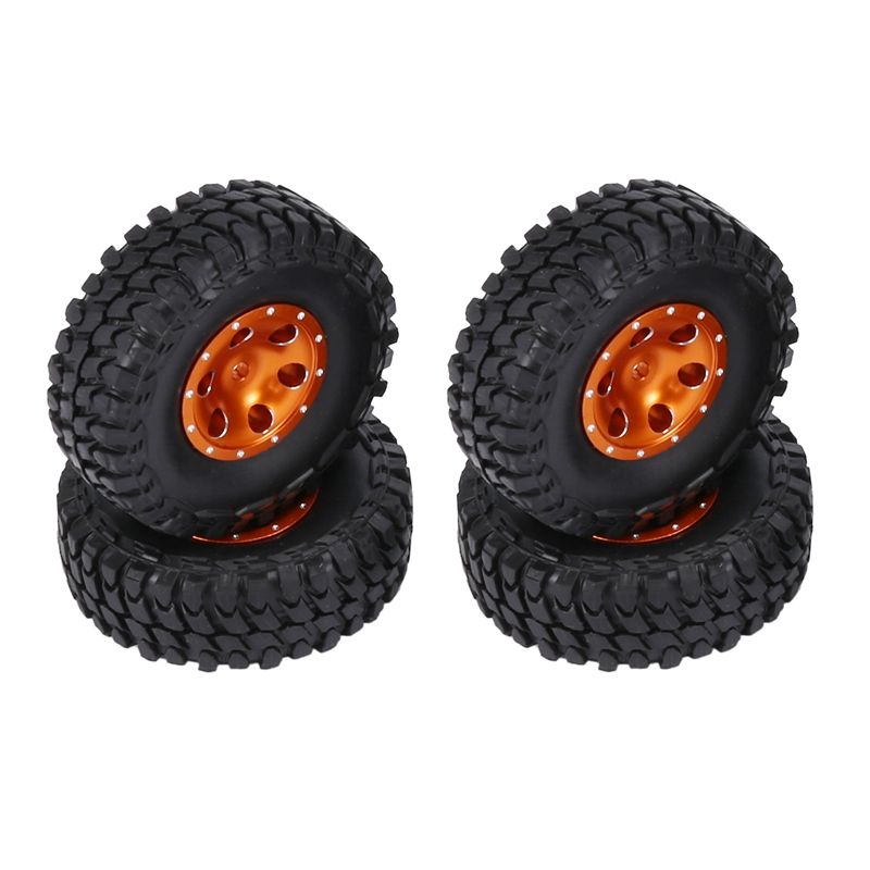 Beadlock CNC Wheel Rims & Tires with Hex for 1/24 RC Car Axial SCX24