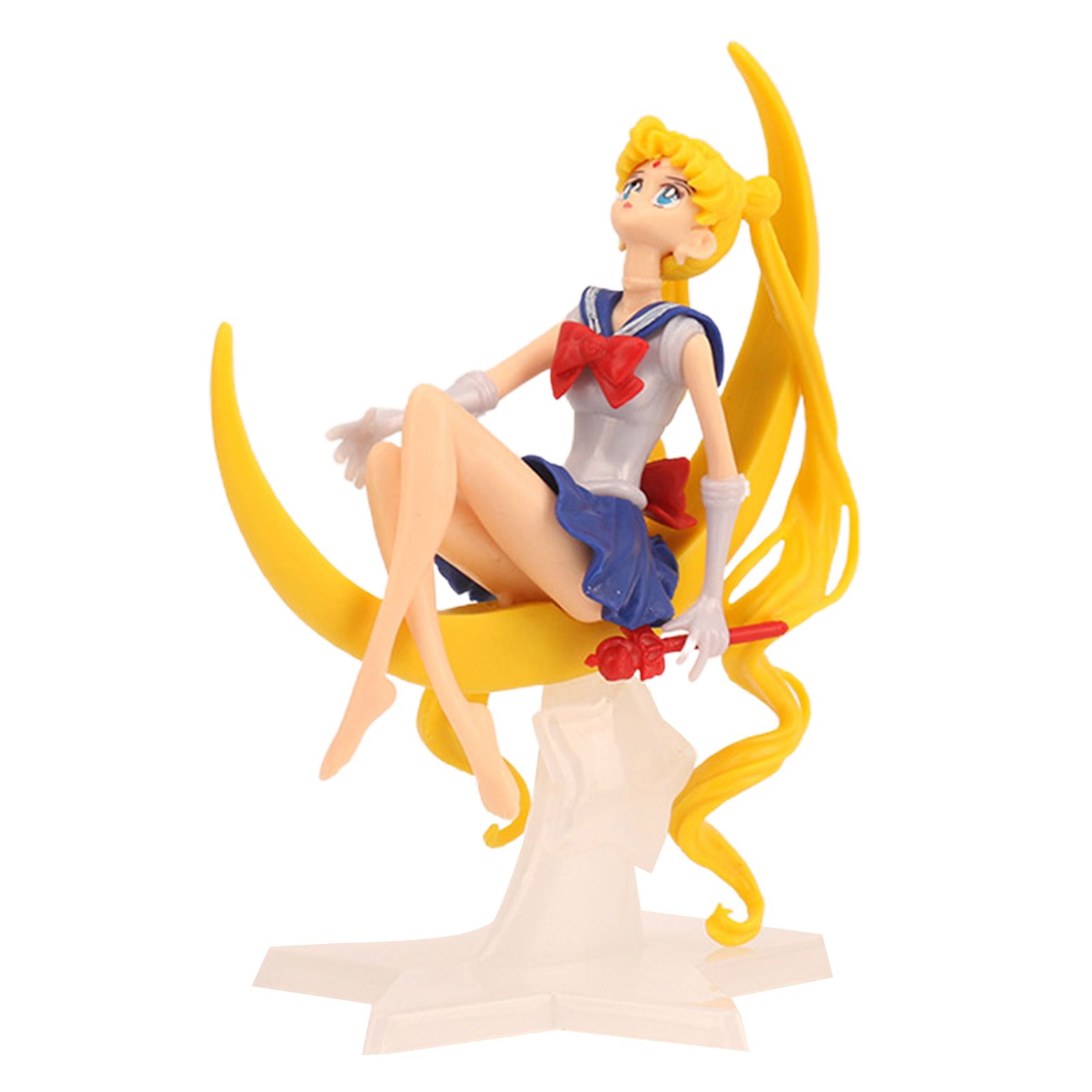 Sailor Moon Anime Figures Vivid Expression Excellent Craftmanship Micro Decor Sailor Moon Party Supplies Cake Topper Decoration with Star Base for Girl