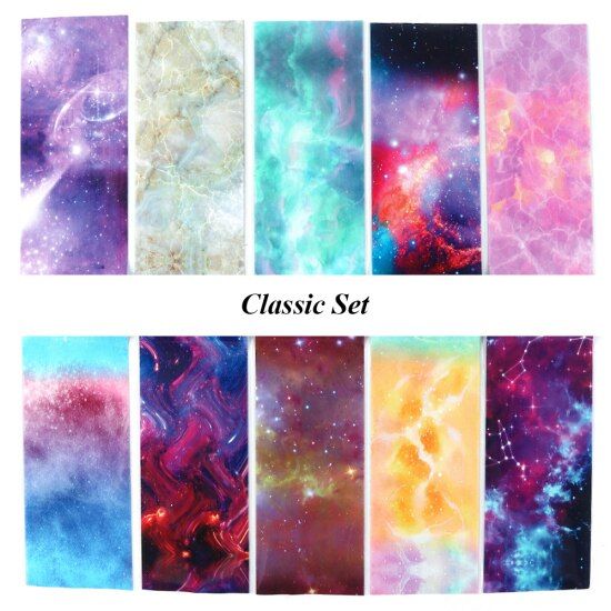 10pc Christmas Nail Art Foil Holographic Starry Transfer Sticker Laser Snowflake Adhesive Decal Wraps Decoration Manicure TR1102