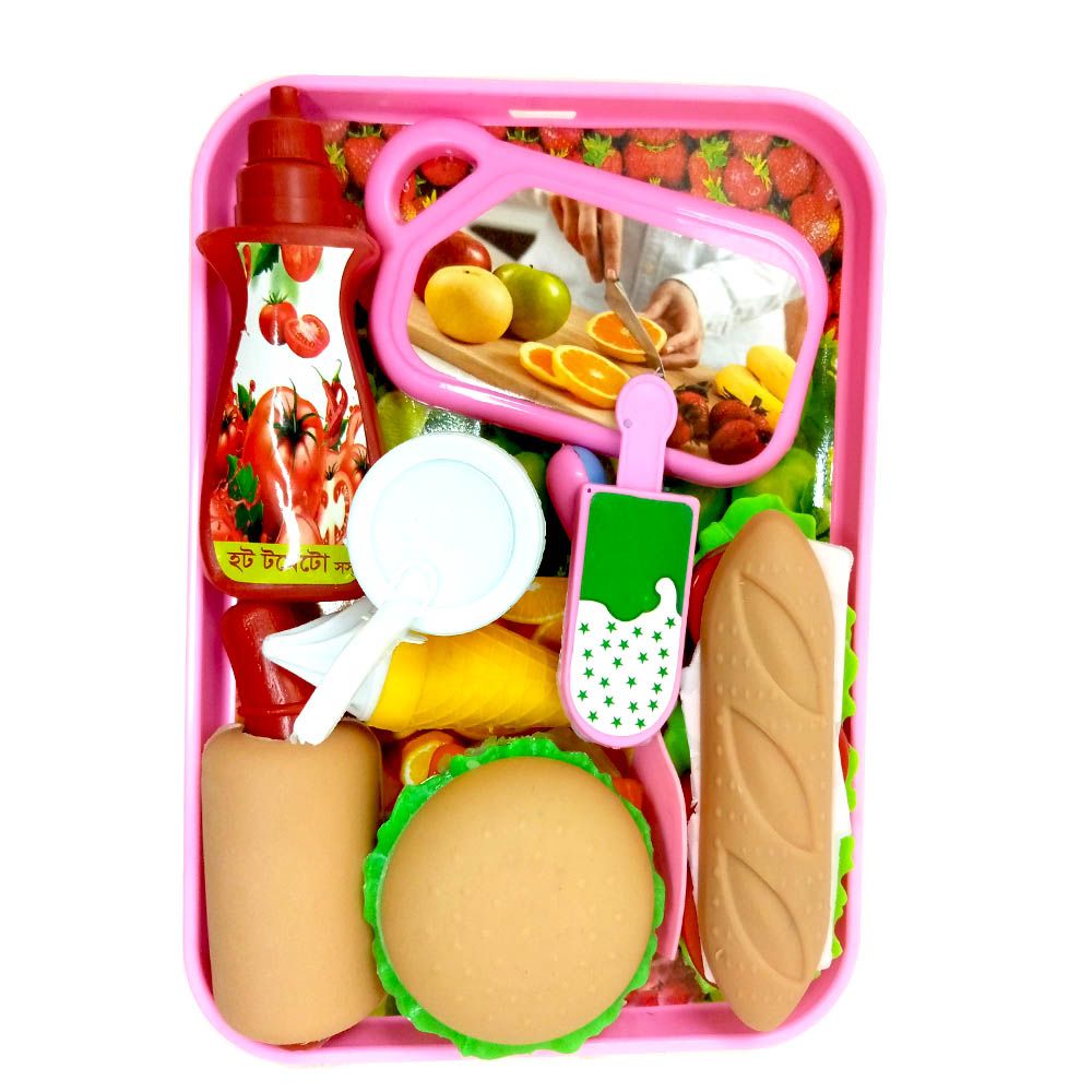 Fast Food Lunch Play Set Pizza Set Toy for Kids Restaurant Role Play Pretend Play for Kids