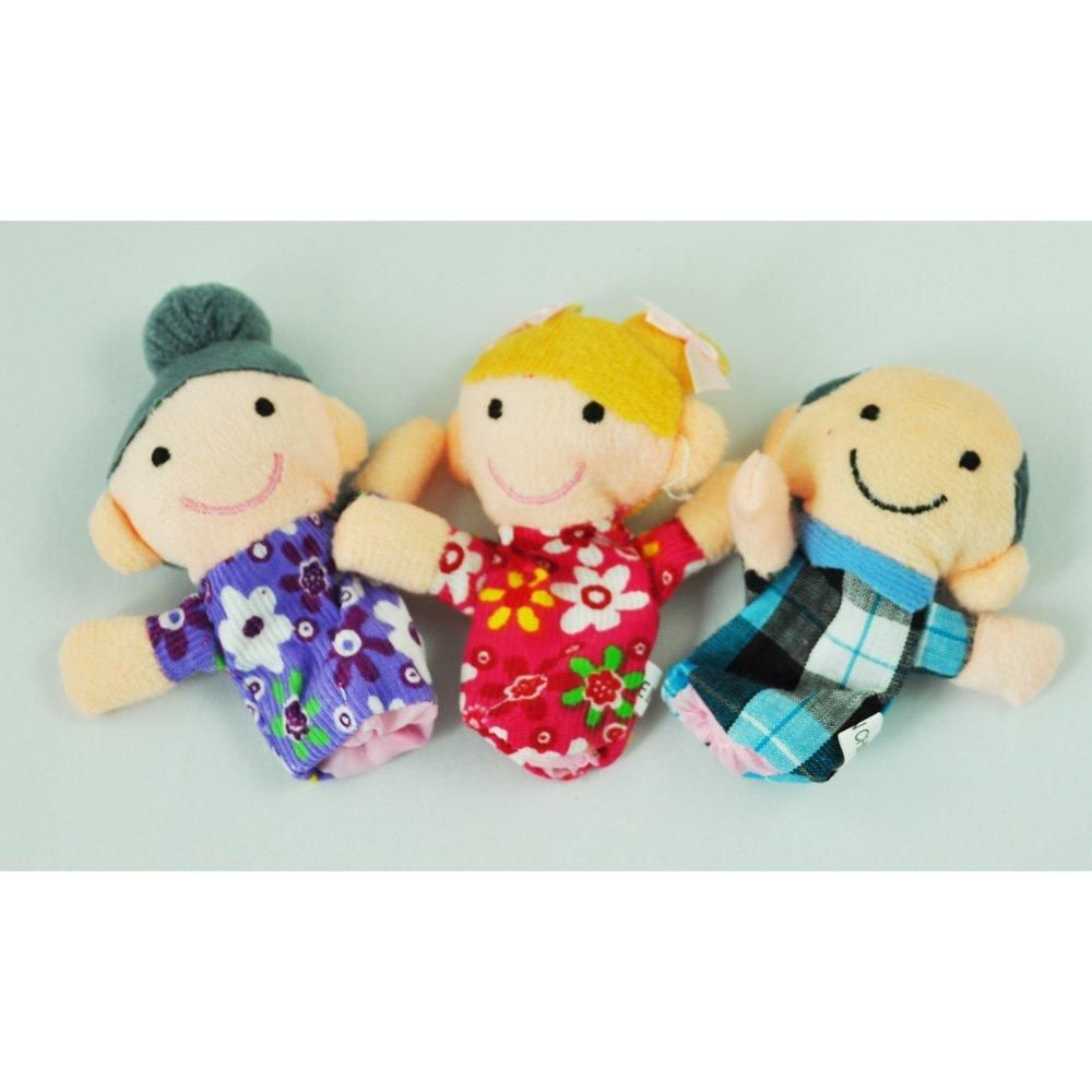 6 x Finger Puppets. Happy Family Member Figure Puppet Set. Toddlers and Preschoolers` Favorite