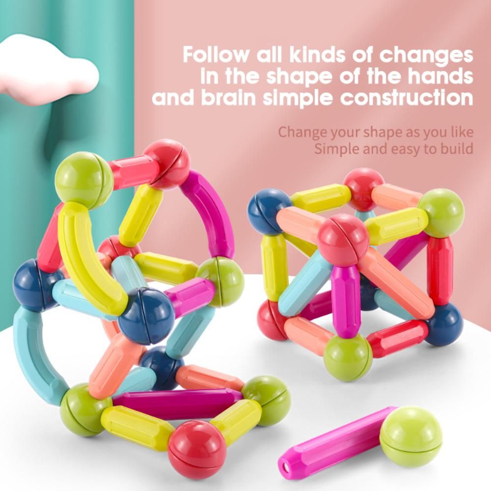 Children's assembling magnetic building blocks toy early education spelling inserting magnetic assembly ever-changing magnetic spelling magnetic rod with nice material