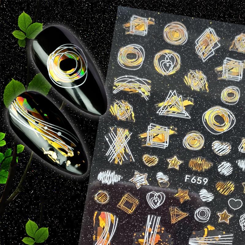 1 Sheet Holographics 3D Nail Sticker Laser Black Leaf Beautiful Nail Decals Decoration Summer Series Popupar DIY Nail Design