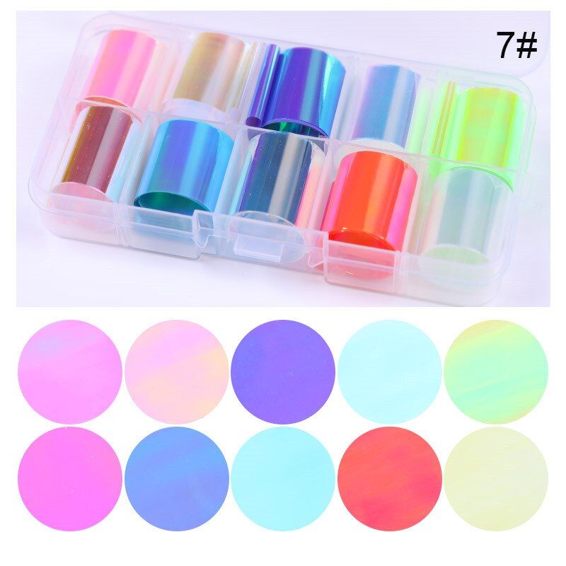 10 Roll/Box Marble Nail Foil Stickers Holo Nail Art Transfer Sticker Water Slide Adehesive Paper Wraps  Nail Art Sticker Tips