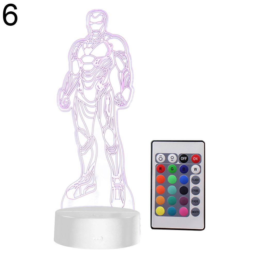 Cool Iron Man 3D Illusion LED Night Light Figure Lamp Home Decor