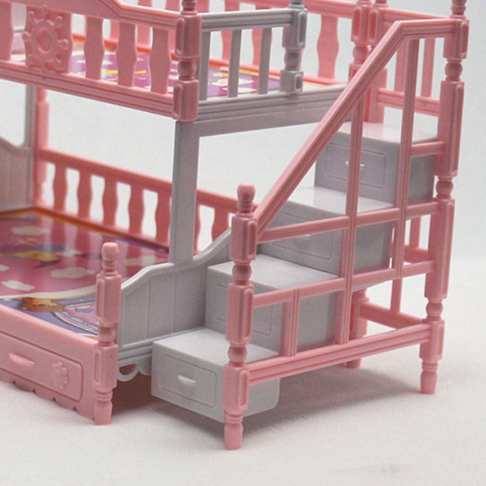Greenhome Pretend Play Toy Fun Realistic Plastic Cute Doll House Furniture Bunk Bed for Girls