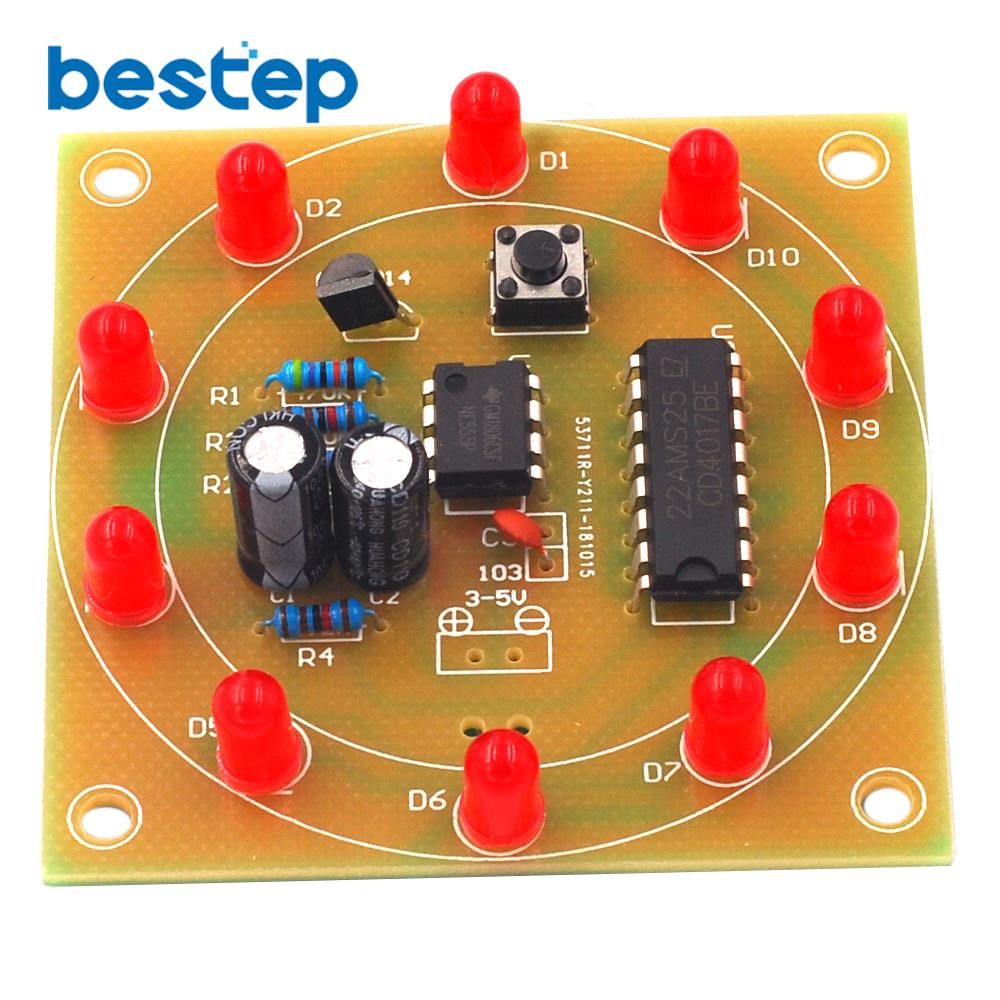 Lucky Rotary Suite Electronic Suite CD4017 NE555 Self LED Light Kits Production Parts And Components 3V 5V Pulse Generator DIY