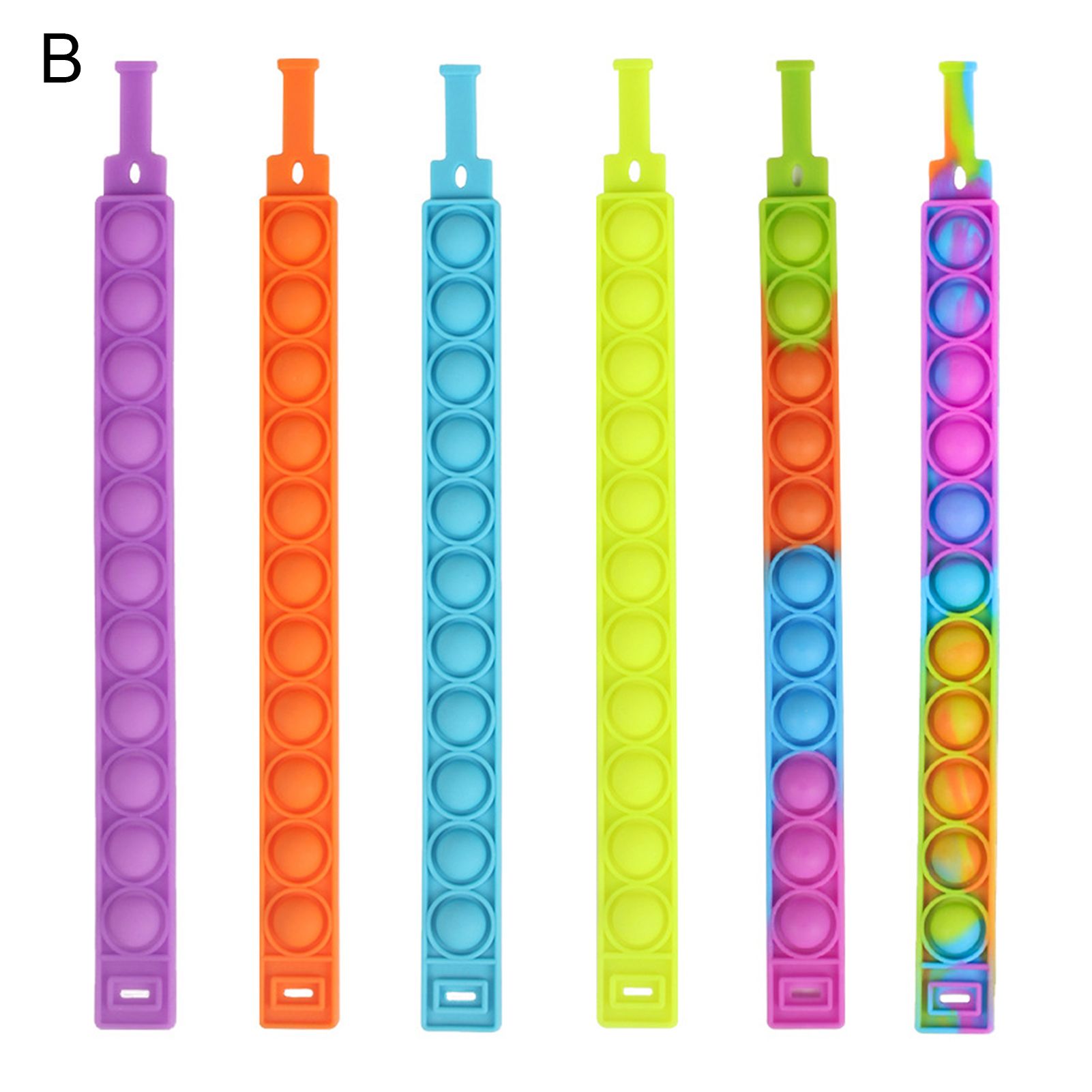 6Pcs Eco-friendly Fidget Toys High Elastic Silicone Wearable Decompression Wristband Toy for Children
