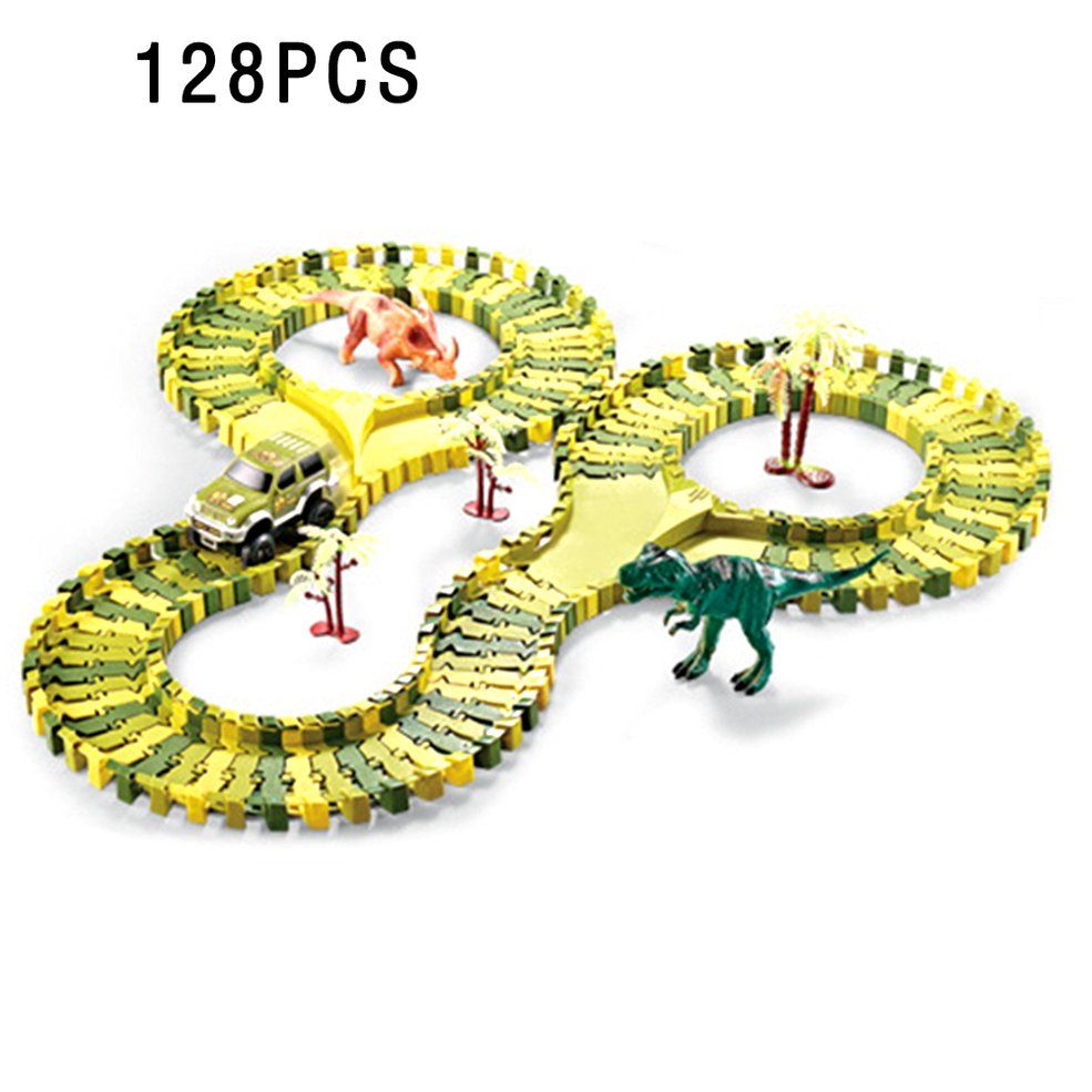 Dinosaur Electric Rail Car Stitching Toy DIY Roller Coaster Assembly Toy