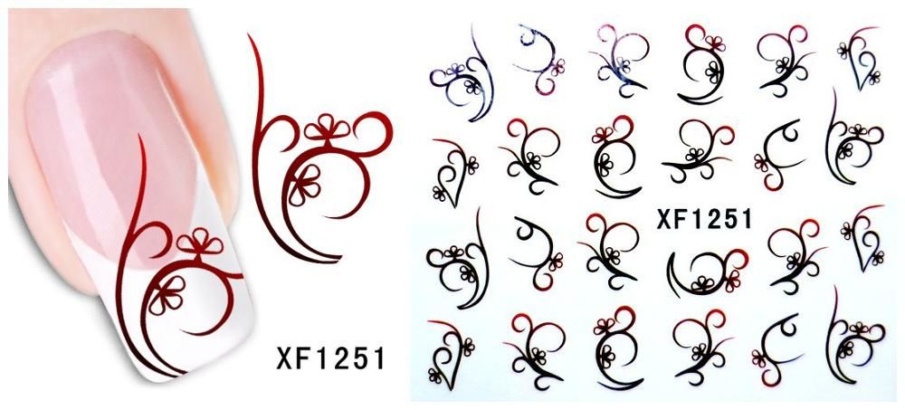 Flowers butterfly design Water Transfer Nails Art Sticker decals lady women manicure tools Nail Wraps Decals wholesale XF1231