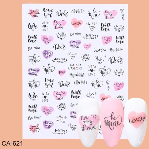 1pc Black Letters Nail Art Stickers Russian Design 3D Adhesive Slider Decals for Manicure Flower Cute Decoration Tip CHCA608-653
