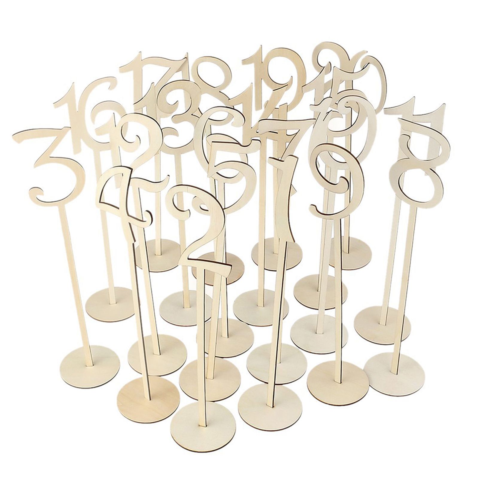 Wood Slice Numbers Burr-free 1-20 Wedding DIY Standing Wood Numbers