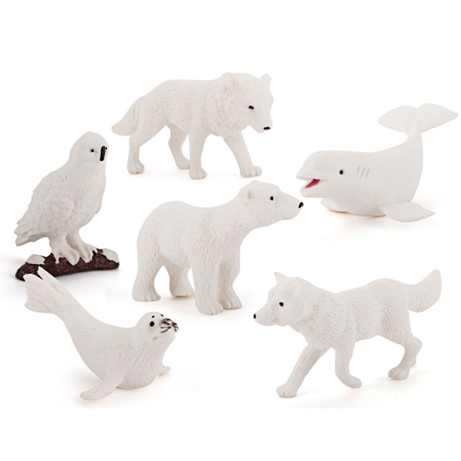 6Pcs Figurine  Vivid Good Craftmanship Polar Bear Animal Model for Office