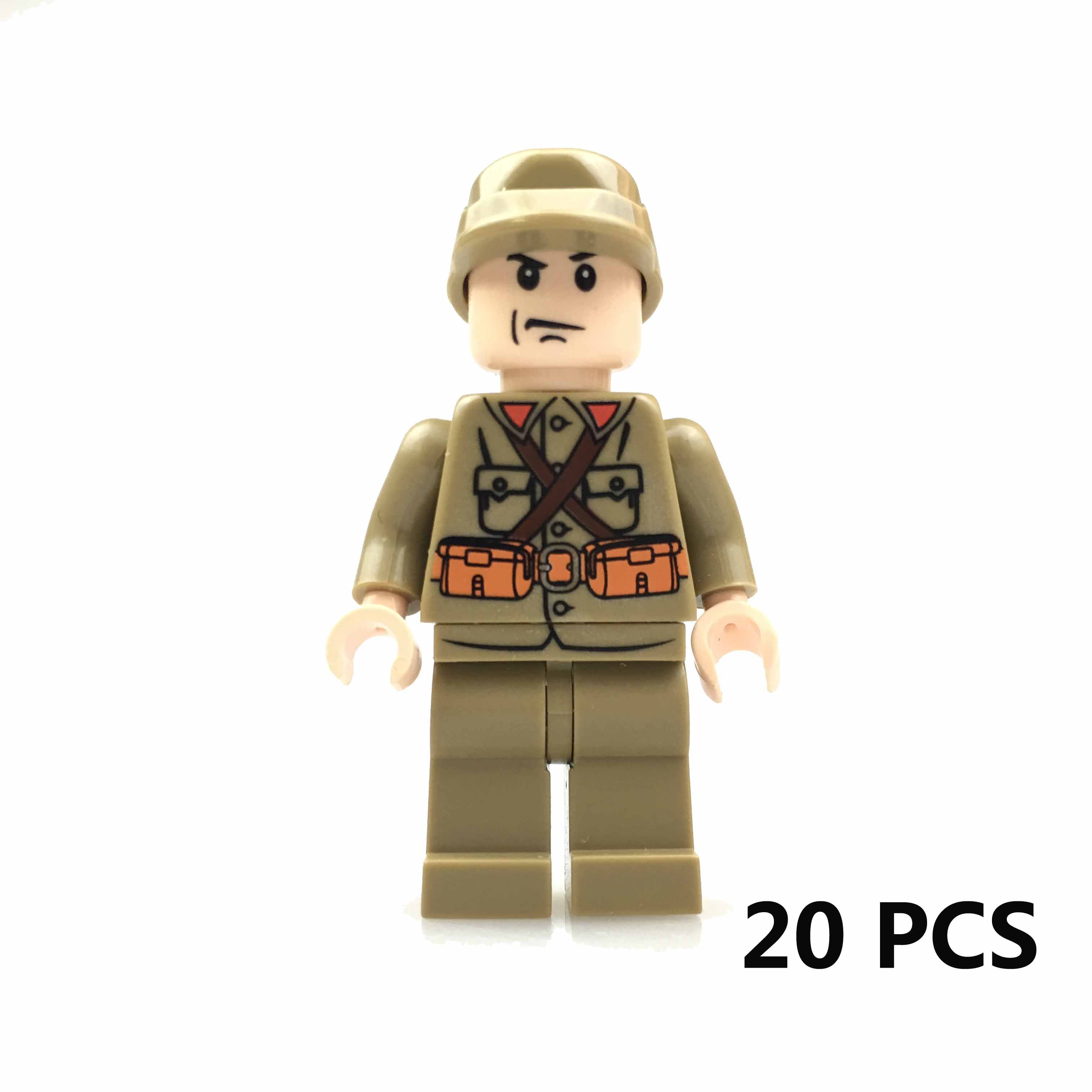 20/50PCs/lot WW2 German Military Army Soldiers UK US Italy French Building Blocks Bricks with Gift Toys for Children