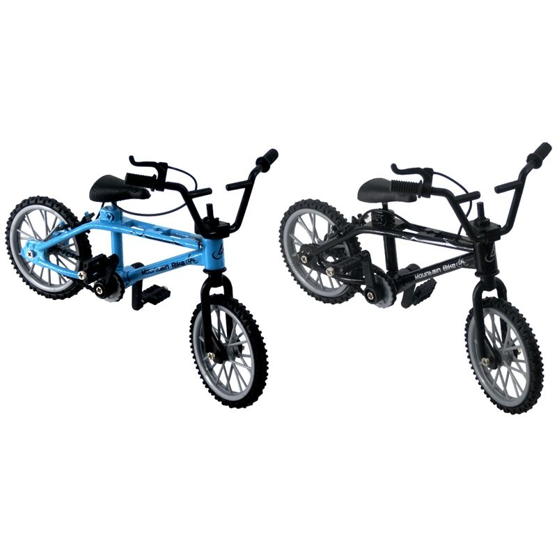 2 Pcs Alloy Mini Mountain Bike Bicycle Model for 1/10 RC Crawler Axial SCX10 Traxxas TRX4 D90 Tamiya CC01,Blue & Black