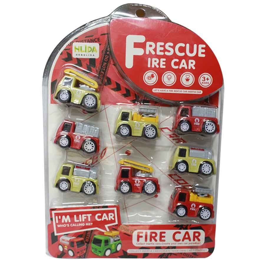 Friction Powered Fire Rescue Car Toy Set Pull-Back Cars – 8 Pieces