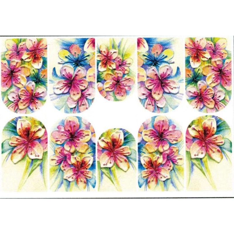 3D Acrylic Engraved flower Nail Sticker birds leaves  Water Decals Empaistic Nail Water Slide Decals Z0142