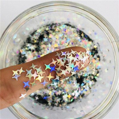 Four Star Glitter Diy Crystal Slime Supplies Ultra-thin Slices Nails Art Tips Box Accessories Decoration Toys For Kids