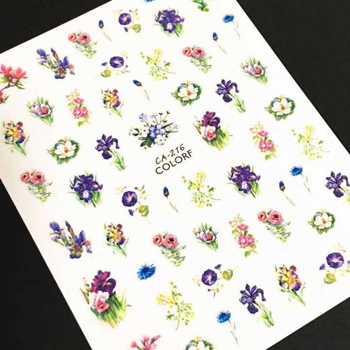 est CA 167 216 minxed flower 3d nail sticker template back glue nail decals DIY decorations wraps