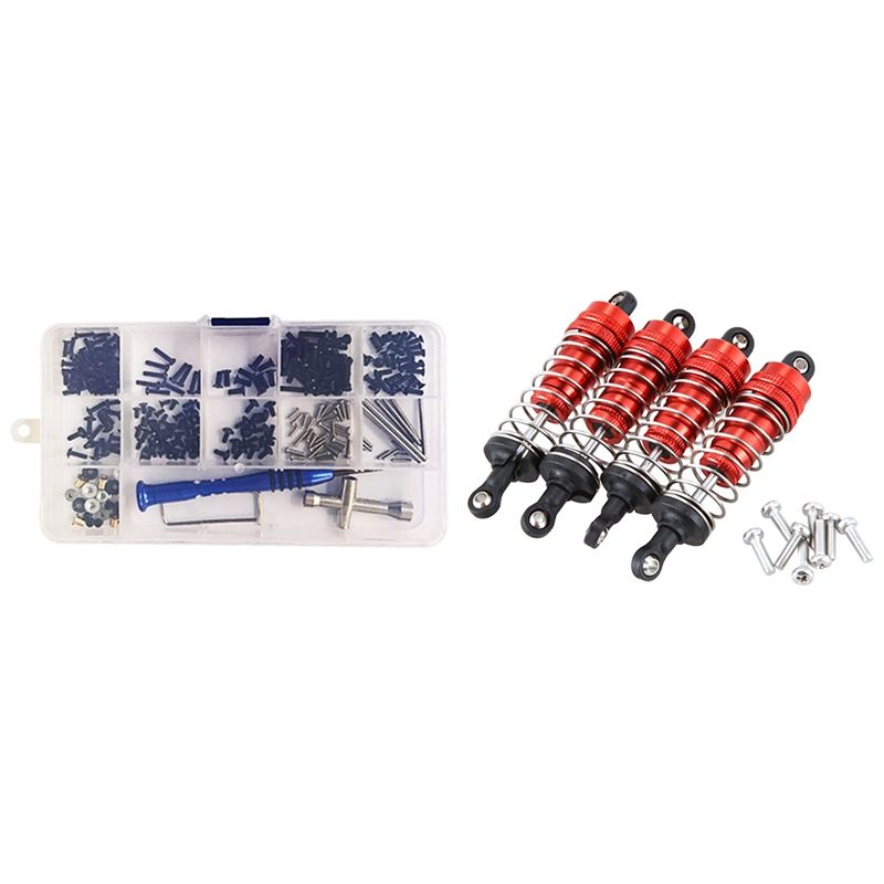 NANLIY- 2 Set RC Car Parts for Wltoys: 1 Set Metal Shock Absorber Damper & 1 Set M2 M2.5 M3 Screw