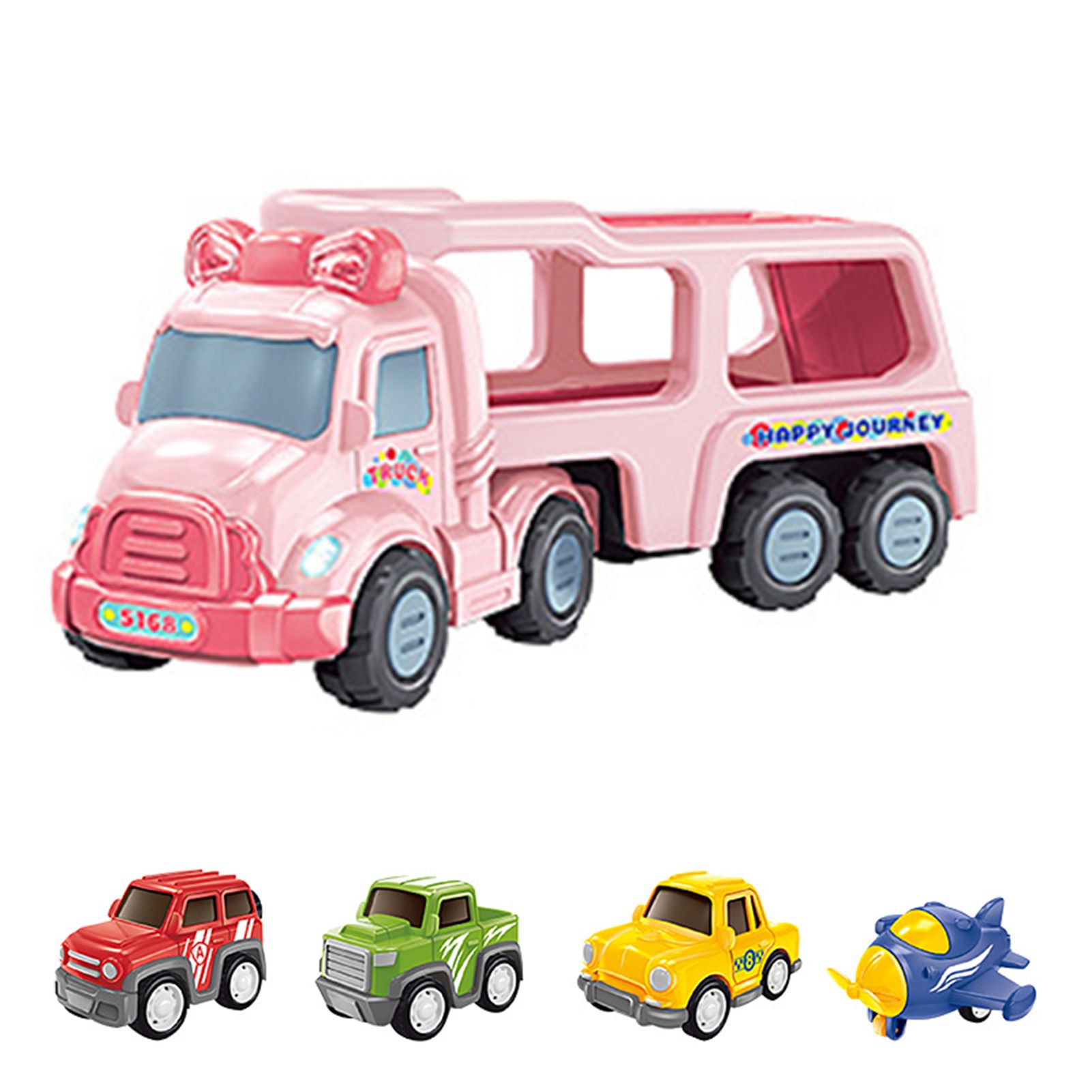 Car Toy Cartoon Style Lighting Transport Car Carrier Truck Toy