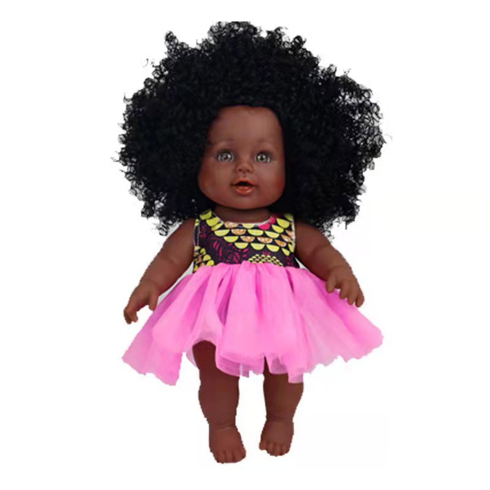 Vinyl Dolls Toy Smallest Detail 30cm Curly Hair African Blk Doll