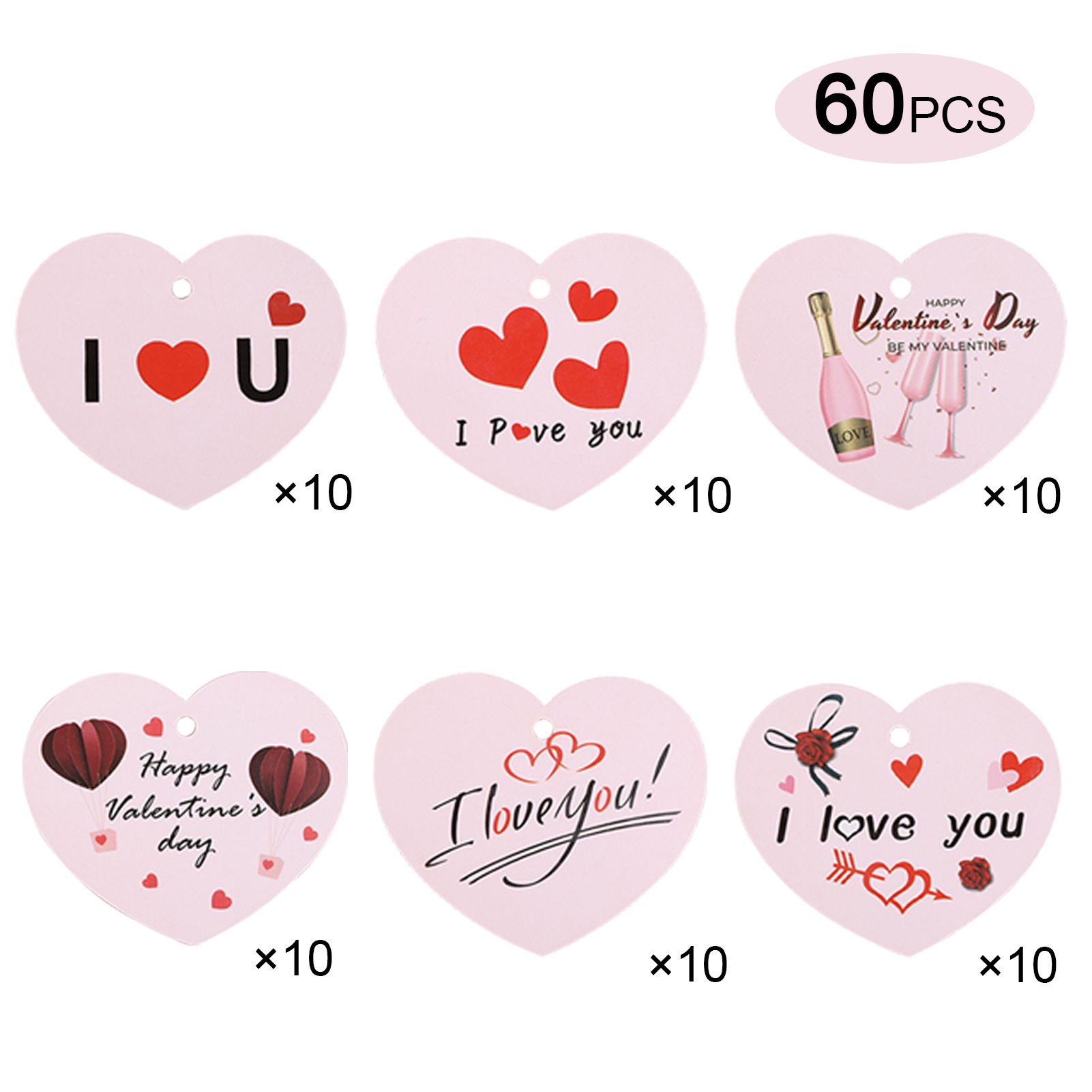 Valentine's Day Gift Tags Smooth Surfe Classic Heart Shape Paper Gift Labels