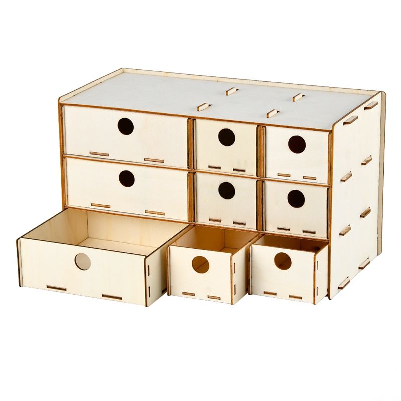 Diy Wooden Toolbox Building Kit Perfect for Tools File,Pin,Glue,Sandpaper,Clamp,Pencil,Ruler and Protractor