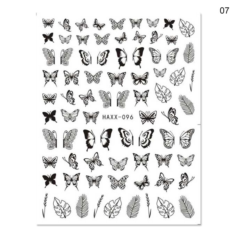 Geometric Design 3D Nail Sticker Gold Black Transfer Decals Adhensive Slider Butterfly Decoration Nail Art DIY Design Tip