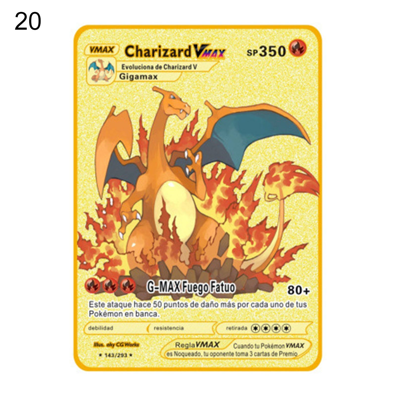 Trading Card High Strength Delicate Shiny Spanish Version Pokemon Metal Card for Children