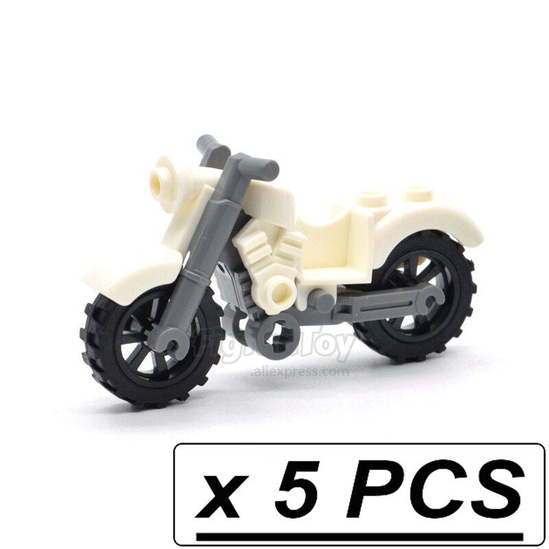 5pcs/lot Military Motorcycles Blocks Detachable Rubber Tires Educational MOC Building Bricks Gifts Kids Toys