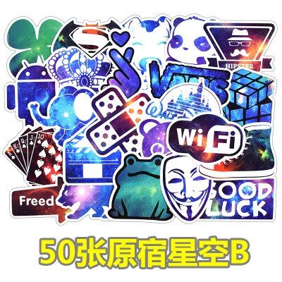 50 PCS Starry blue Sticker Graffiti Travel Funny JDM Stickers for DIY Sticker on Suitcase Luggage Laptop Bicycle Skateboard Car