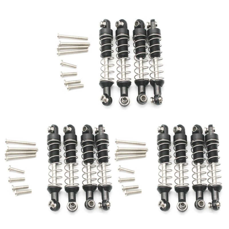 12 Pcs Metal Shock Absorber Damper for WPL C14 C24 C34 MN D90 D91 D96 D99 D99S MN90 MN99S RC Car Upgrade Parts,Black