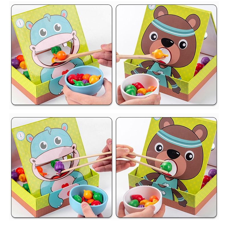 Wooden Toy Simulated Feeding Game Play House Early Educational for Kids Baby Perception Training Game