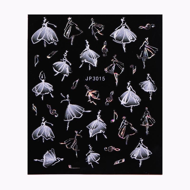 Holographics Nail Sticker 5D Black Star/Moon/Flowers/Butterflies Patterns Personality Series Transfer Nail Decals Decoration