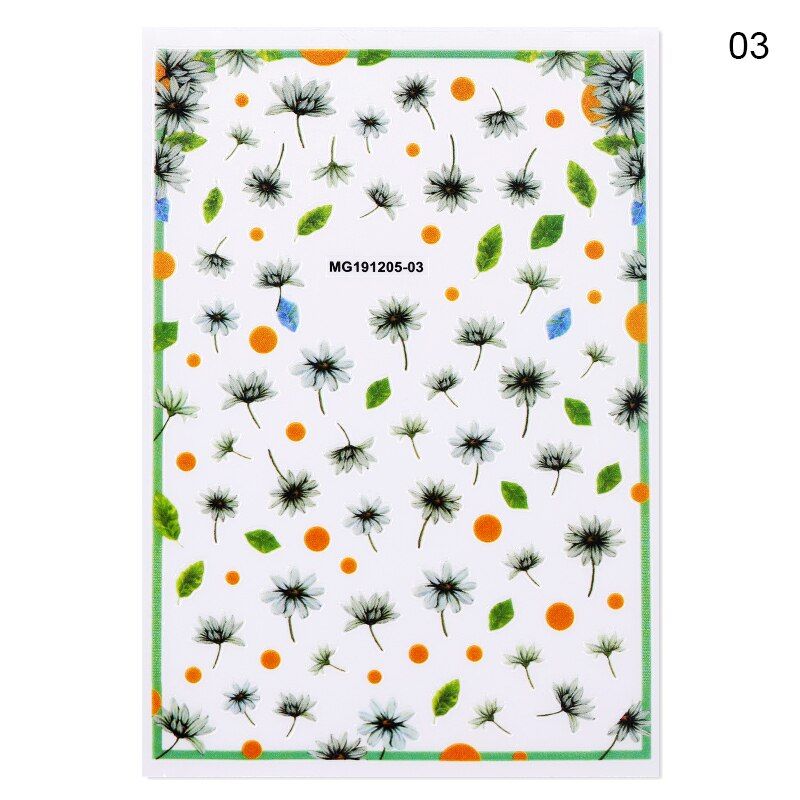 1 Sheet 3D Nail Sticker Flower Summer Fruit Nail Decals Watermelon Strawberry Nail Sticker DIY Nail Art Decorarion