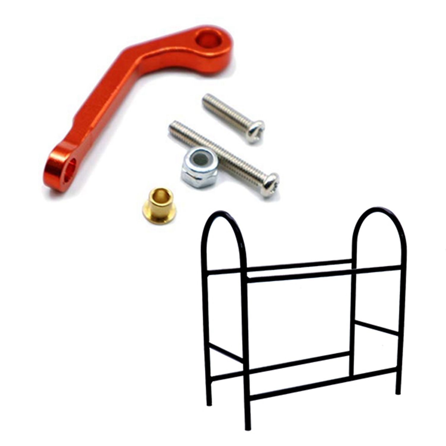 Individual 2 Set RC Car Spare Parts: 1 Set Metal Servo Pull Rod,Red & 1 Pcs Car Tyre Shelf Tires Rack Black