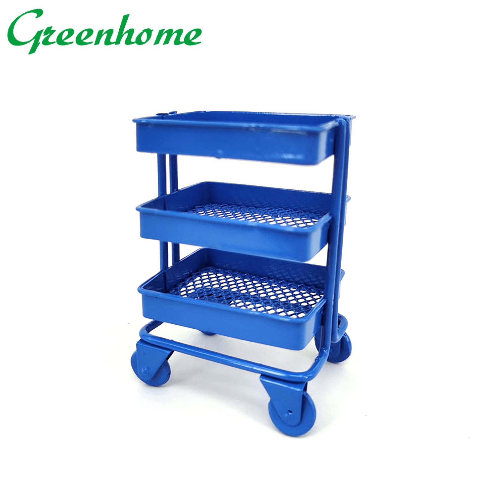 Greenhome Iron 3 Tier Trolley Storage Rack DIY Doll House Kitchen Furniture with Wheels
