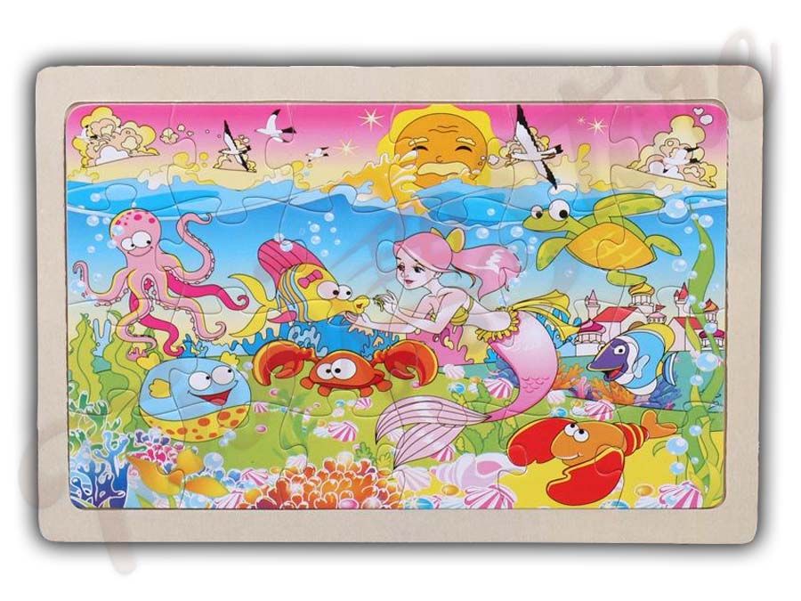 24 Pieces Kids Wooden Jigsaw Puzzle Educational Intelligence Learning Toys for Baby Gift Size: 8.8 X 5.9 inch