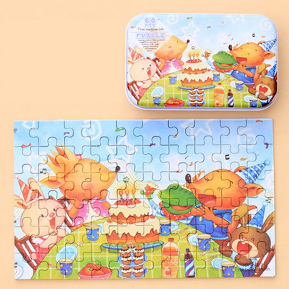 Yfashion 60pcs ldren's Wooden Puzzles Baby Early Education Educational oys ift with Storage Box Style:1#