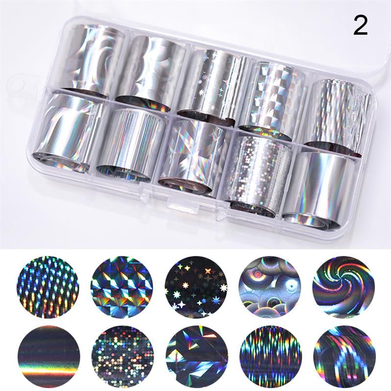sparkly Sky Laser Nail Foil Set Blue Transparent Marble  Nail Art Transfer Sticker Decoration DIY