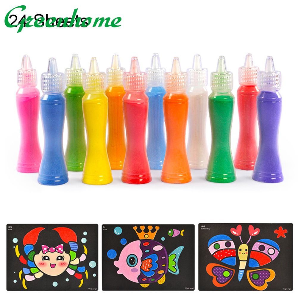Greenhome 10/24/26 Sheet DIY Color Sand Painting Cards Drawing Art Craft Kid Education Toy