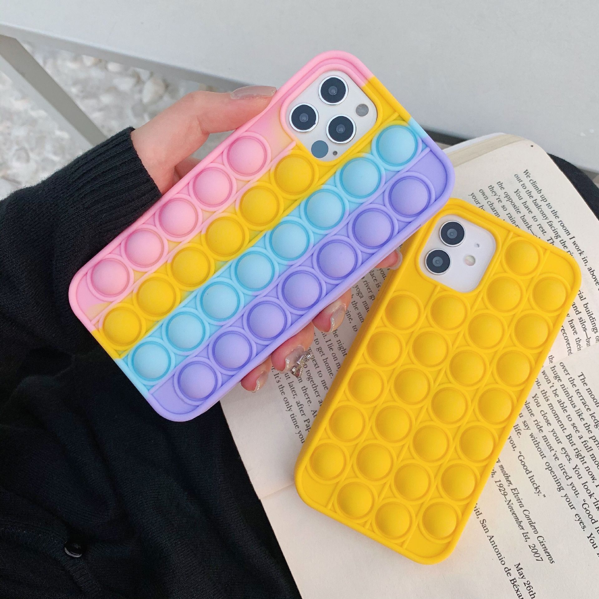 For iPhone 7 8 XS XR 11 12 Pro Max SE Popite Case Cover Reliver Stress Fidget Toys Push Bubble Antistress Sensory Game  Kid