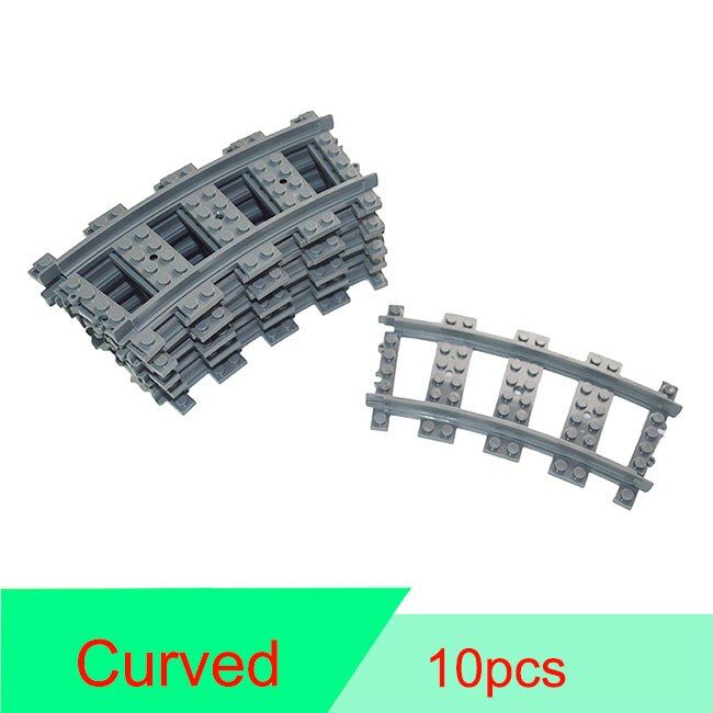 10-100Pcs/Lot City Train Tracks Rail Straight Curved Rails Building Blocks Set Bricks Model trein railways Compatible All Brands