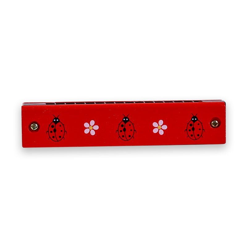 1Piece 13CM Wood Plastic 16 Holes Harmonica Toy Cute Flower Fun Double Row Early Educational Musical Instrument Gift For Kids