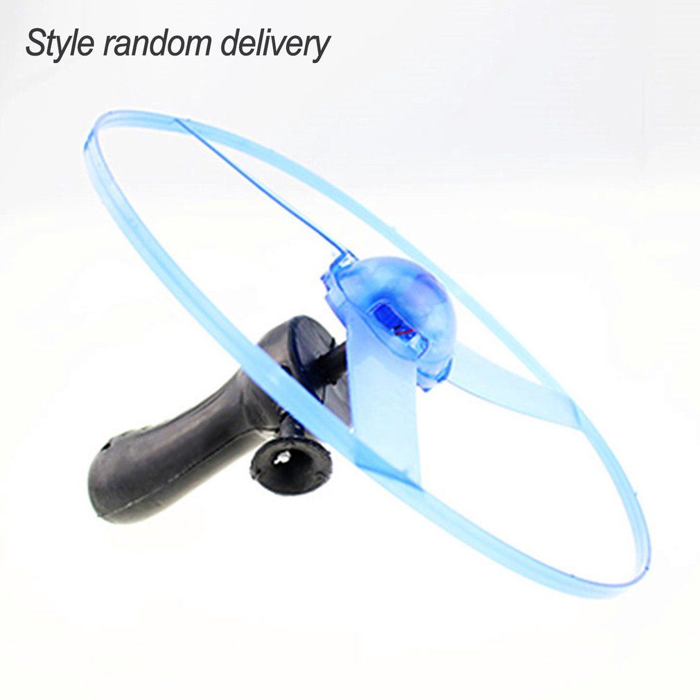 Funny Colorful Pull String Ufo Led Light Up Flying Saucer Disc Kids Random Color
