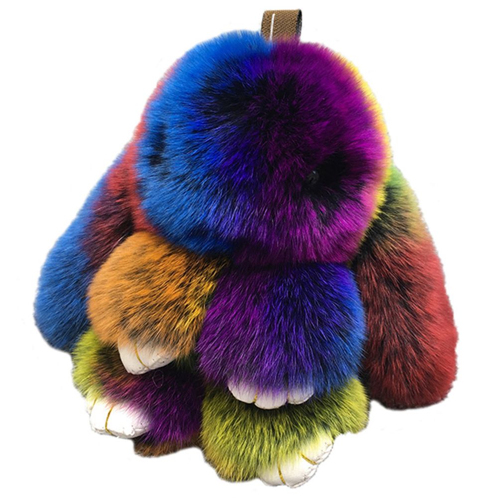 Cute Colorful Plush Rabbit Doll Pendant Keychain Key Ring Hanging Bag Decor
