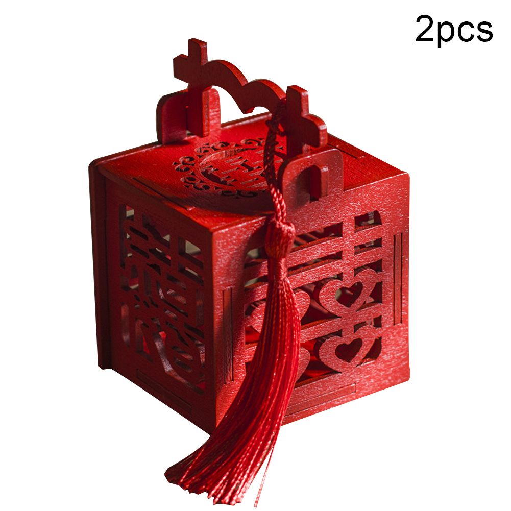 2Pcs Chinese Xi Letter Wooden Sweet Candy Gift Box Wedding Party Favors Decor