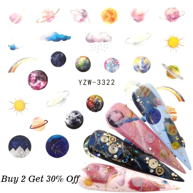 2020  Designs Black Line Coloful Abstract Image Nail Sticker Decals  Girl Water Transfer Slider For Nails Art
