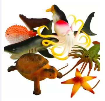 Ocean Sea Animal, 4-14 Inch Large Vinyl Plastic Animal Toy Set(8 Pack), Funcorn Toys Realistic Under The Sea Life Figure Bath Toy for Child Toddler Educational Party Favors ,Octopus Shark Turtle